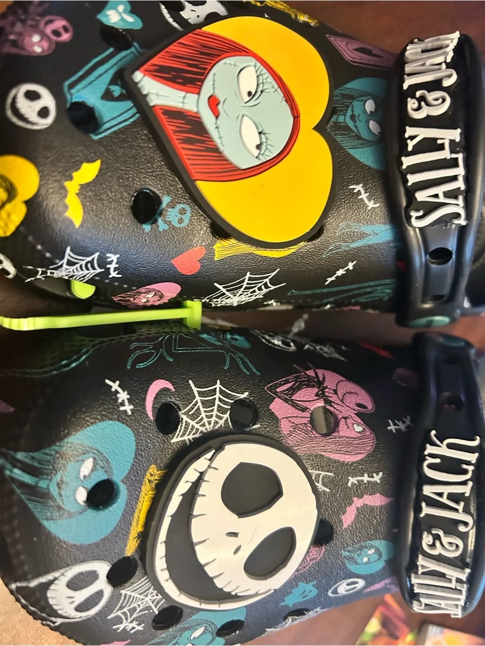 CROCS Black Graphic Skull & Heart Jibbitz Mules - Picture 2 of 3